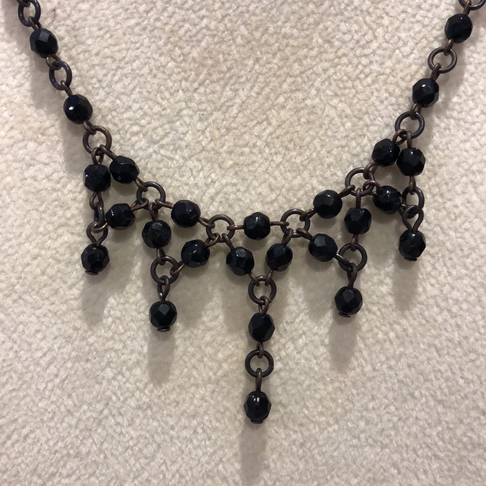 Kyky&Zo Jet Black Crystal Dainty Statement Necklace-Boutique